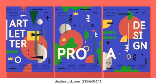 A set of vector illustrations. Abstract posters. Images of geometric shapes and abstract elements.