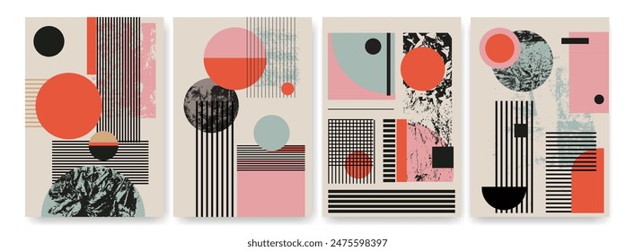 Conjunto de Ilustraciones vectoriales, carteles abstractos. Cuadros modernos para interiores. Diseño de Vector de Plantilla para folleto, revista, cartel, presentación, Cartera, folleto, diseño,