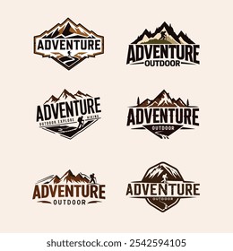 Un conjunto de Ilustraciones vectoriales para una aventura Logo al aire libre