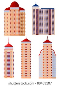 Set of vector  illustrations of apartment buildings