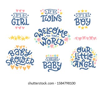 Set of vector illustrations for Baby Shower