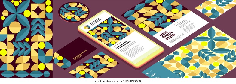 Set of vector illustrations. Background images, holiday abstract patterns and textures for holiday packaging. Corporate identity, branding, mobile phone, package, postcard, I. D. badge.