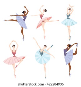 Set of vector illustrations of ballet dancers.