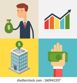 Set of vector illustrations for business 