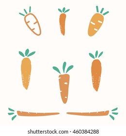 Set of vector illustrations of carrots.
Can be used for design banners, signage shops or cafes with organic products.