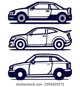 set of vector illustrations of cars