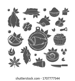 A set of vector illustrations of cassava on a white background. Elements for your project.