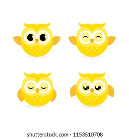 Set Vector Illustrations character cartoon owl with different emotions.