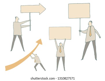 Set of vector illustrations of a characters and design elements.