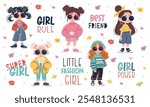 Set of vector illustrations in children