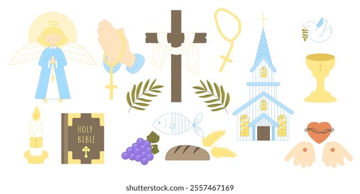 Set of vector illustrations Christian religion