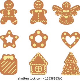 Set of vector illustrations. Christmas cookies.