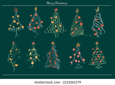 set of vector illustrations of a Christmas tree