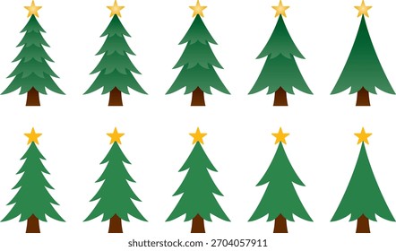 Conjunto de Ilustraciones vectoriales de los iconos del árbol de Navidad de varias Formas
