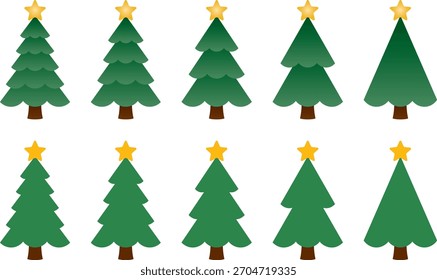 Conjunto de Ilustraciones vectoriales de los iconos del árbol de Navidad de varias Formas