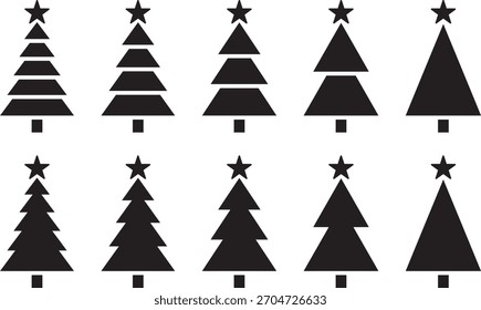 Satz von Vektorgrafiken von Weihnachtsbaum-Symbolen verschiedener Formen