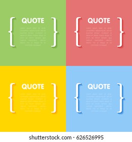 Set of vector illustrations of circle frames for quotes placed on colorful backgrounds.