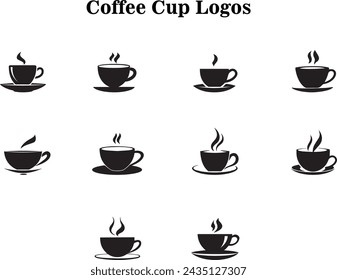 A set of vector illustrations of coffee cup logos