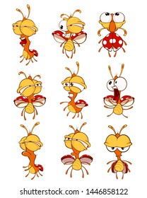 Set Vector Illustrations  Cute Cartoon Character Ladybird for you Design and Computer Game. 