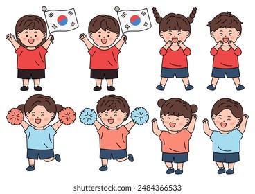 Set of vector illustrations of cute children.