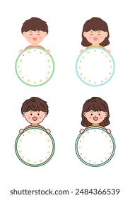 Set of vector illustrations of cute children.