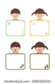 Conjunto de Ilustraciones vectoriales de niños lindos.