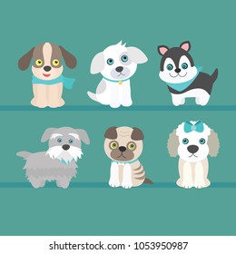 set from vector illustrations cute dogs in different mood