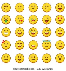 set of vector illustrations of cute emoji icons with various expressions, perfect for additional design elements