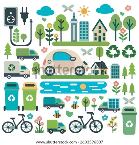 A set of vector illustrations dedicated to Earth Day. The set is ideal for environmental projects, sustainability campaigns, and educational materials.