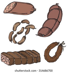 Set of vector illustrations of deli meats