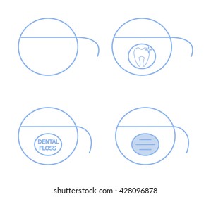 Set of Vector illustrations of dental flosses