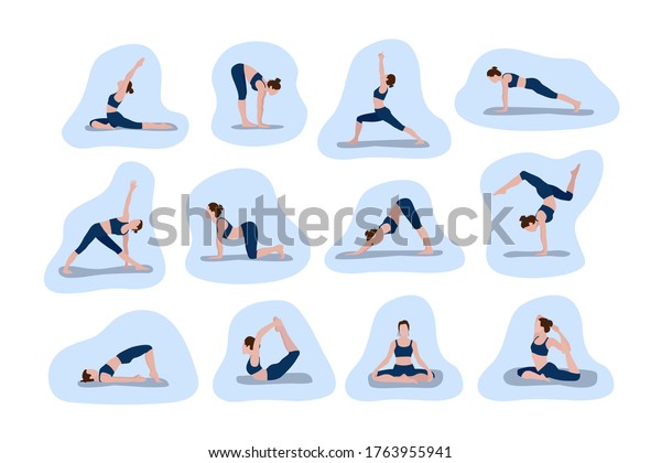 Set Vector Illustrations Depicting Sporty Young Stock Vector (Royalty ...