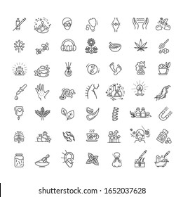 Set of vector illustrations of different kinds of alternative medicine