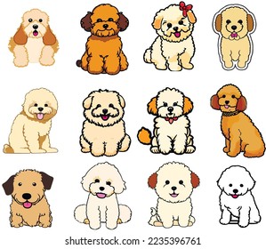 set of vector illustrations of dogs. Dog stickers. funny dogs