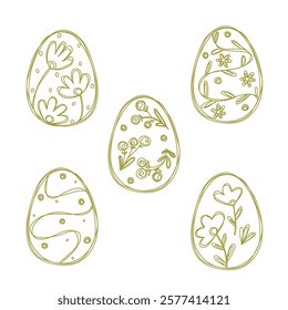 Set of vector illustrations of Easter eggs. Collection of hand drawn doodles.