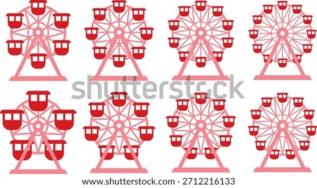 Set of vector illustrations of Ferris wheel icons of various shapes