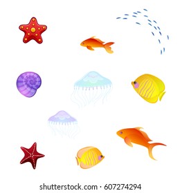 Set of vector illustrations of fish.