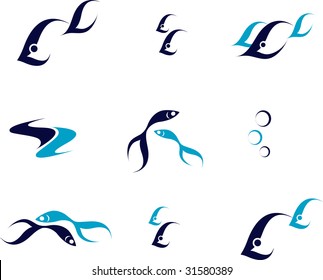 A set vector illustrations of fishes