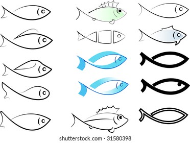 A set vector illustrations of fishes