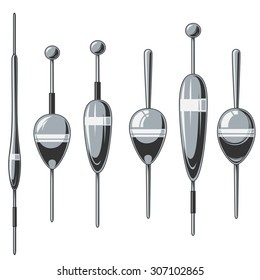 set of vector illustrations of fishing floats
