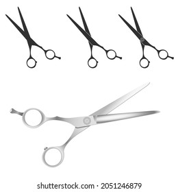 Set of vector illustrations of hairdresser scissors in various styles