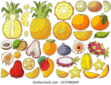 Set of vector illustrations in hand drawn style
