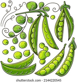 Set of vector illustrations in hand drawn style