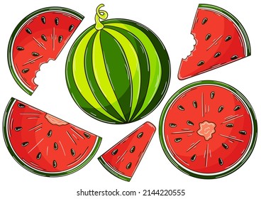 Set of vector illustrations in hand drawn style
