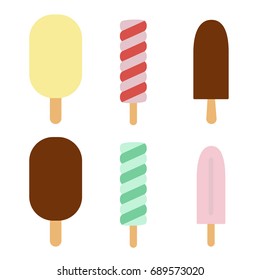 Set of vector illustrations of ice lolly different colors isolated on white background