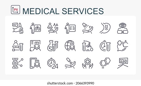 A set of vector illustrations, icons from the ruler. Medical services, doctor, clinic.