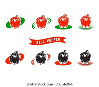 set of Vector illustrations with the image of bell peppers. Logo. Icon.