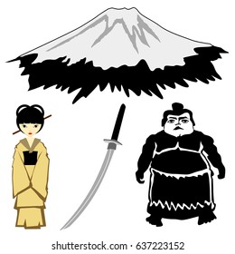 set of vector illustrations of Japanese motives