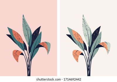 Conjunto de ilustraciones vectoriales con hojas.