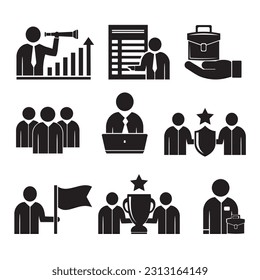 A set of vector illustrations, logos, business icons. Business people.